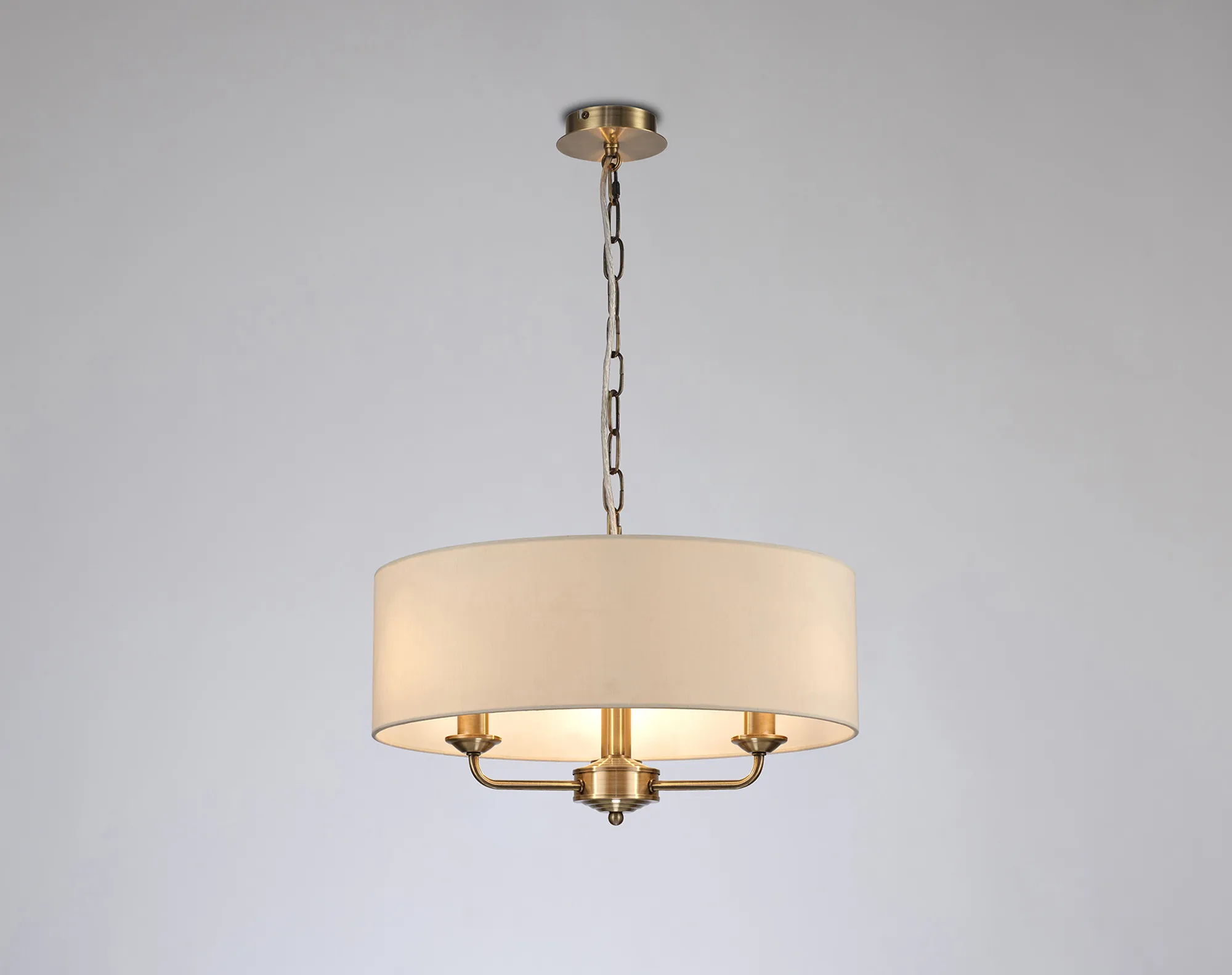 Banyan 45cm 3 Light Pendant Antique Brass, Ivory Pearl DK0036  Deco Banyan AB IV